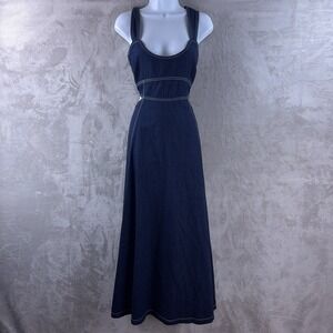 Aureta x Anthropologie Corset Cutout Dress Womens Medium Blue Denim